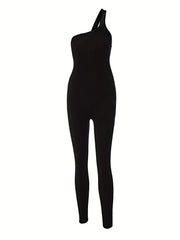 One Shoulder Jumpsuit Sleeveless Slim Fit Casual Spring Summer