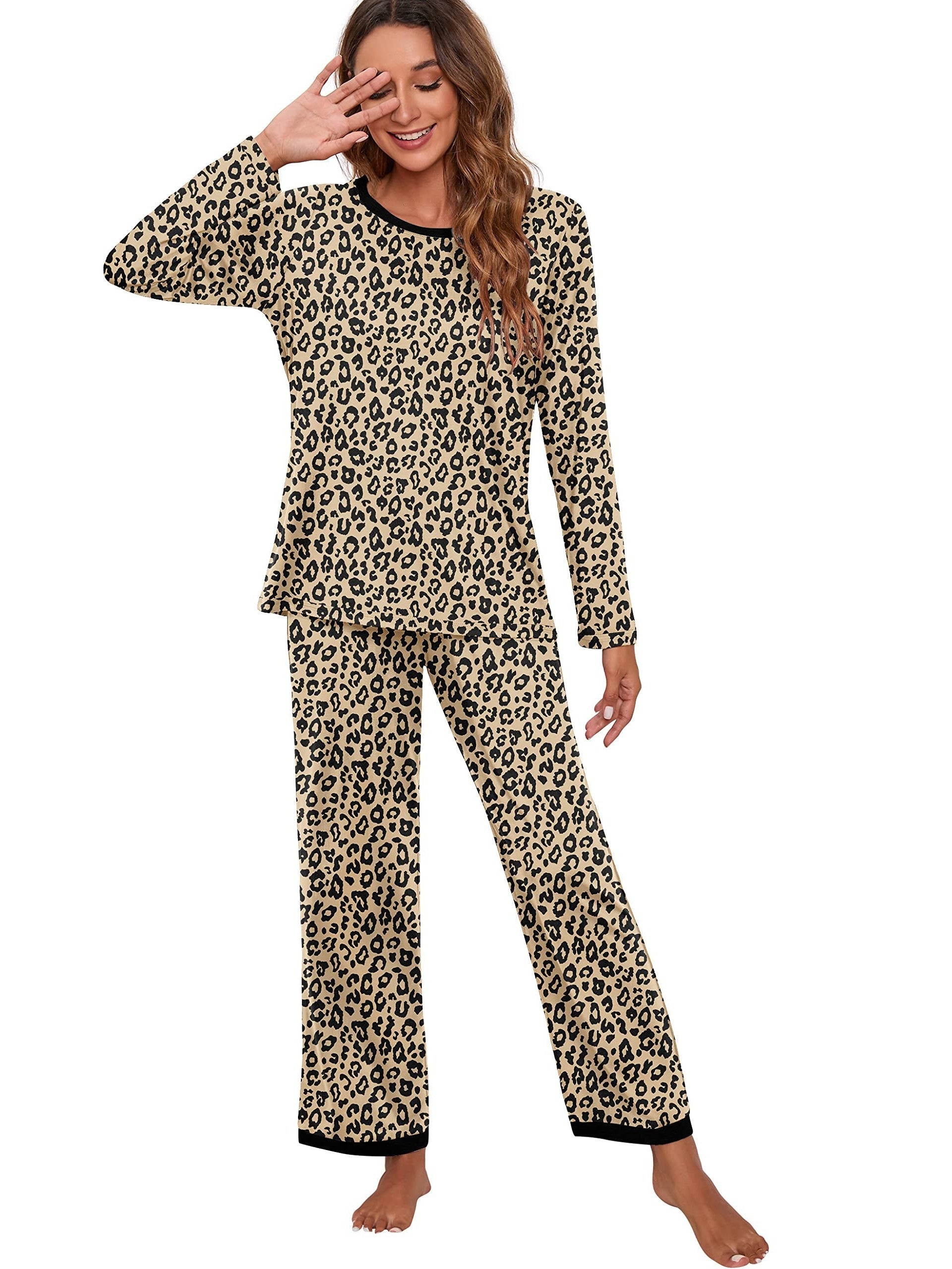 Pattern Print Lounge Set Long Sleeve Crew Neck Top & Pants Women's Loungewear