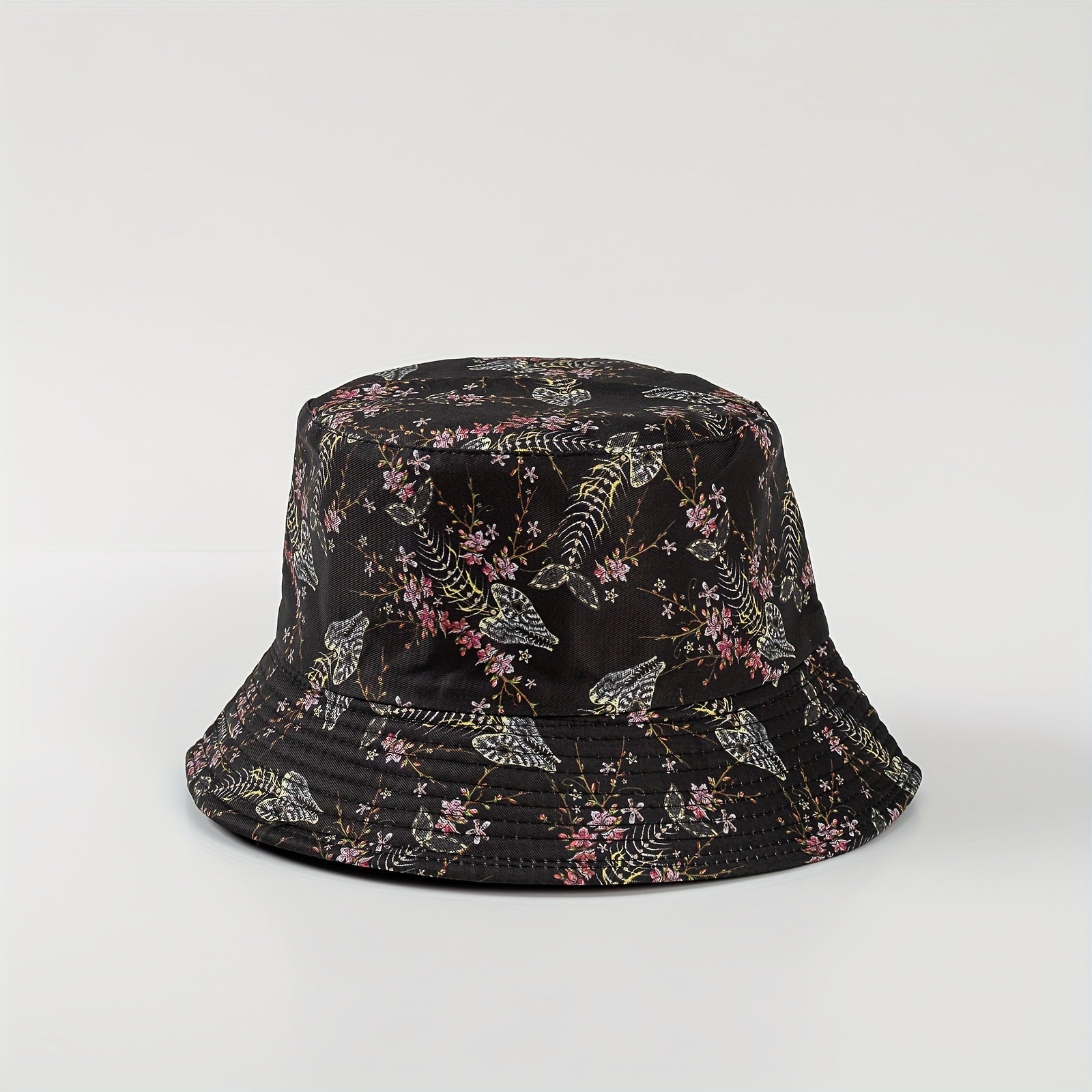Vintage Print Bucket Hat Casual Sunscreen Basin Hat Hip Hop
