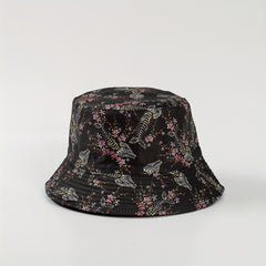 Vintage Print Bucket Hat Casual Sunscreen Basin Hat Hip Hop