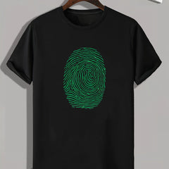 Finger Print Men's Comfy T-shirt for Outdoor Summer