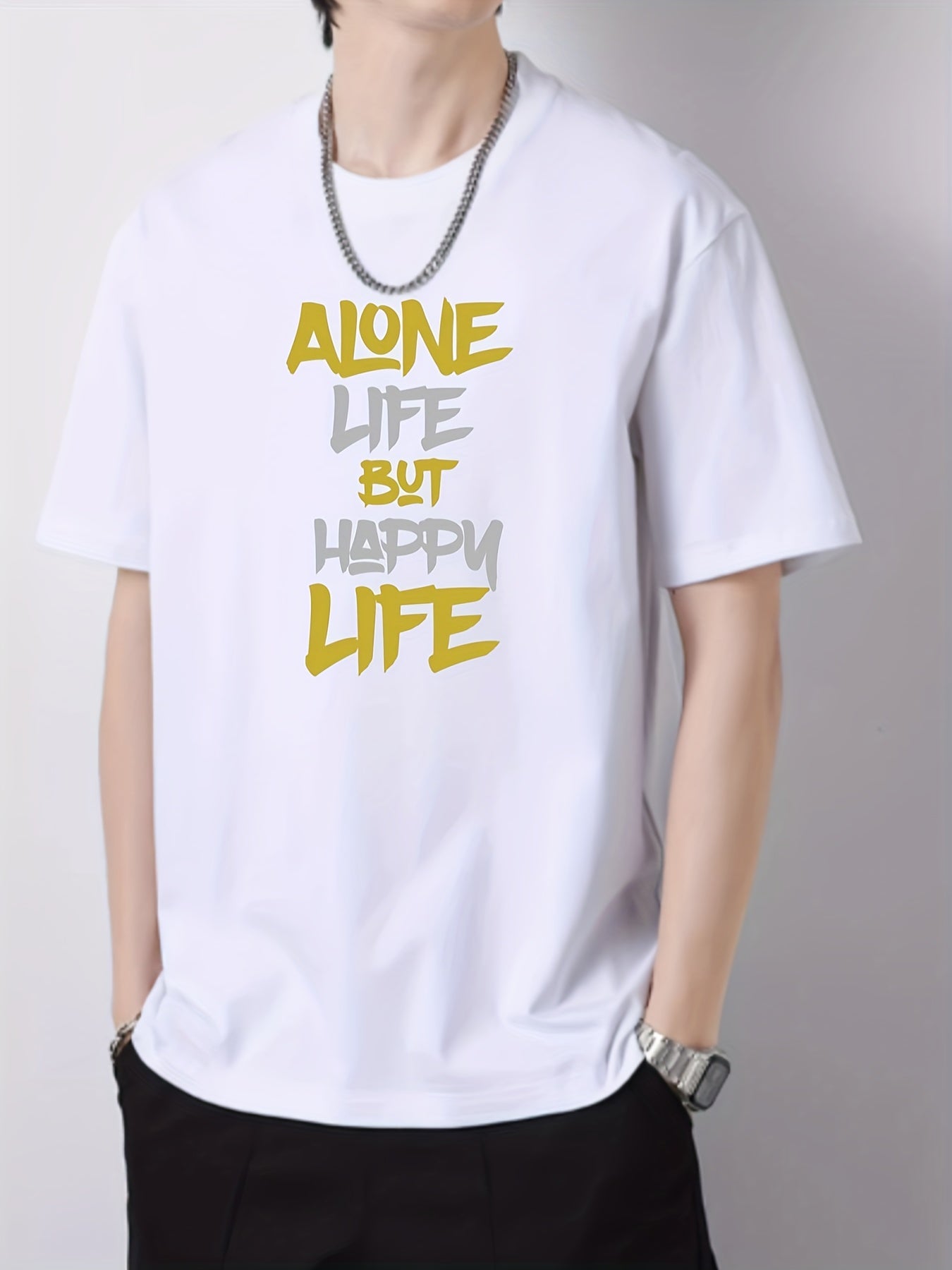 Men's Cotton Letter Print Active T-Shirt