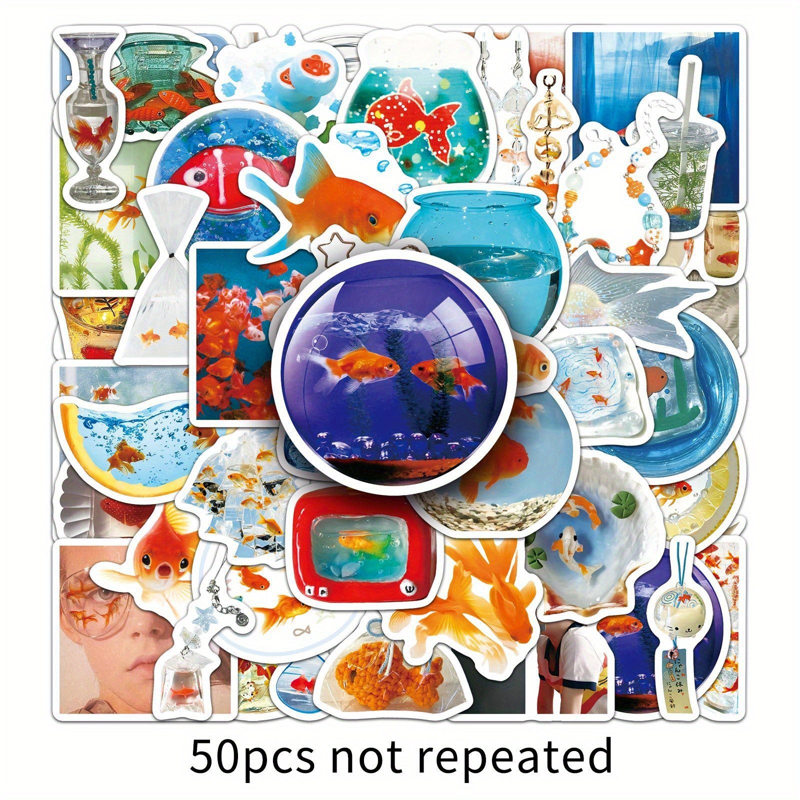 50pcs Ocean Stickers Summer Beach Fish Sea Animals Cartoon Vinyl Waterproof