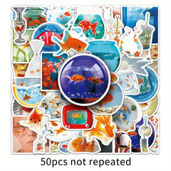 50pcs Ocean Stickers Summer Beach Fish Sea Animals Cartoon Vinyl Waterproof