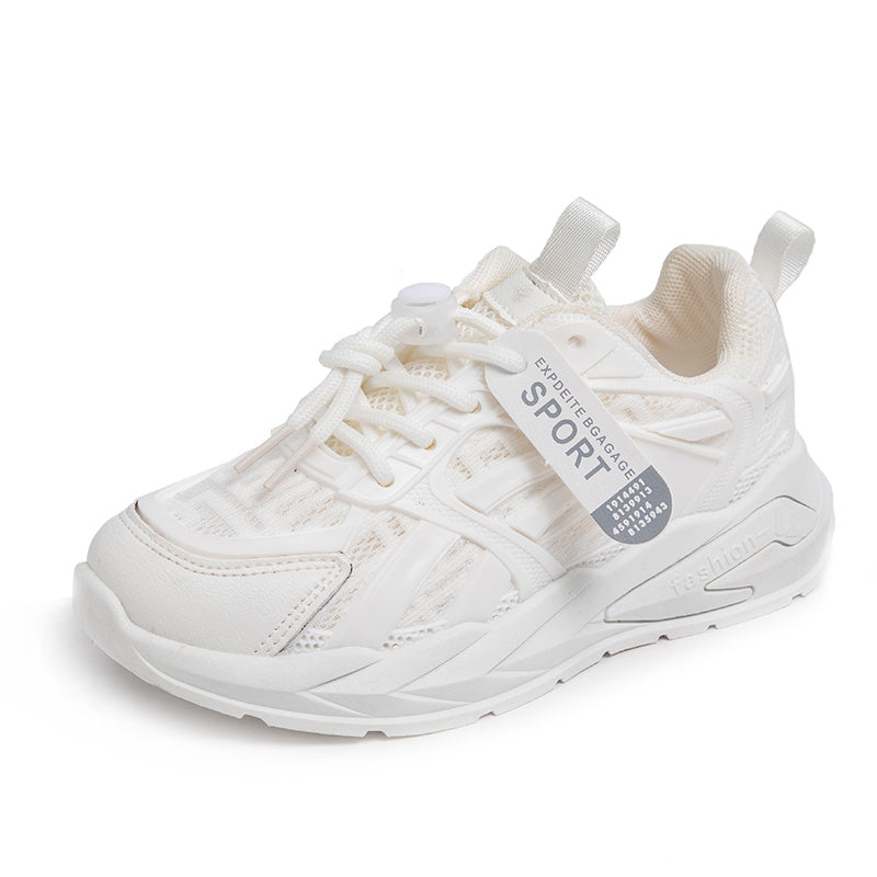 Boy's Knit Breathable Chunky Shoes Casual Lace Up Comfy Soft Sole Sneakers