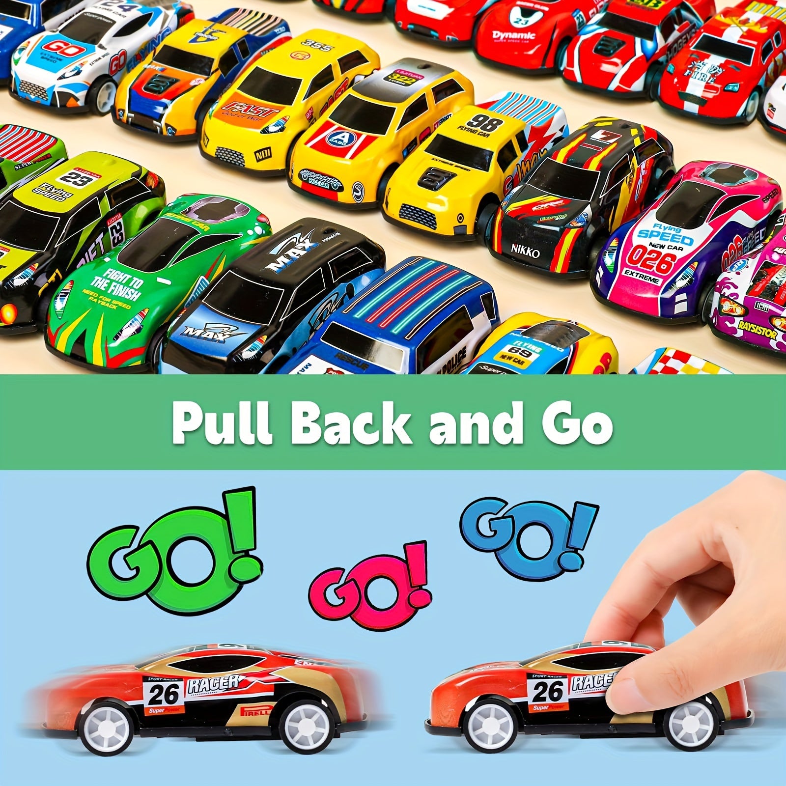 20pcs Pull Back Toy Cars Party Favors Mini Die Cast Race Cars Bulk Gift