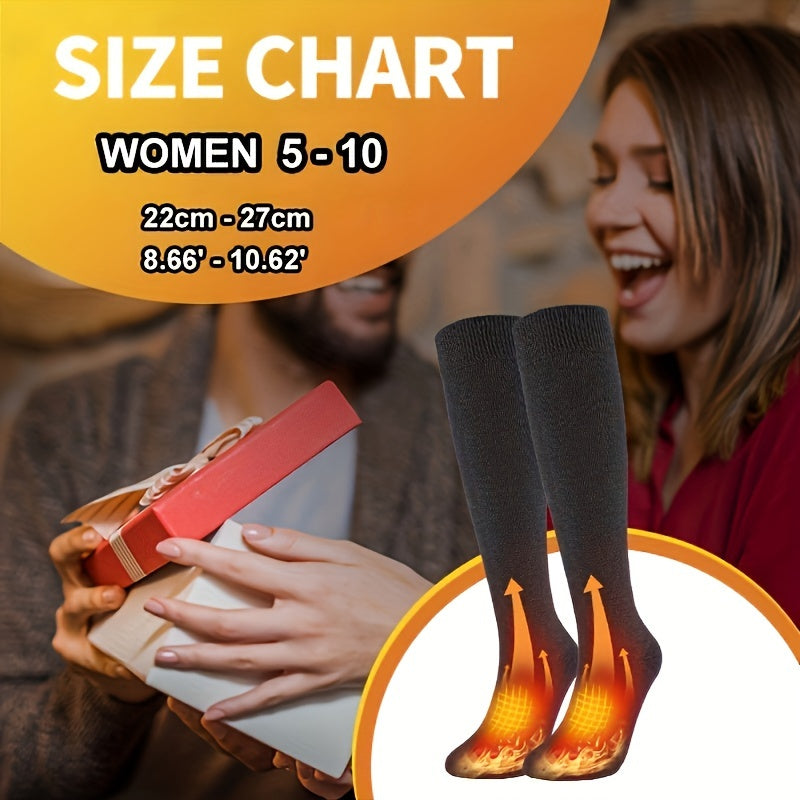 Non Slip Sports Compression Socks Warm Thermal Nylon Blend Knee High