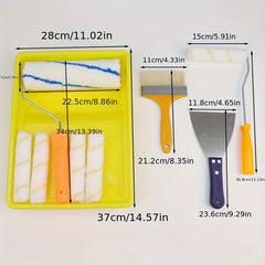 Paint Tool Set Roller Tray Stainless Steel Putty Latex Brush Coating House