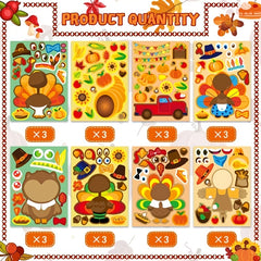 24pcs Thanksgiving Party Toy Stickers Turkey Sticker Set Activity