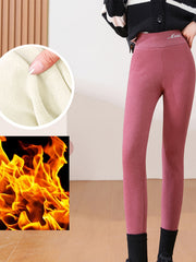 Plush Lined Thermal Pants Soft & Comfy Slim Elastic Tights