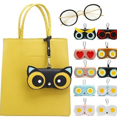 Women's Leather Eyeglass Case Snap Closure for Home Travel
