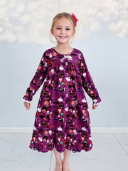 Halloween Elements Girl's Nightgown Lace Decor Long Sleeve Nightdress