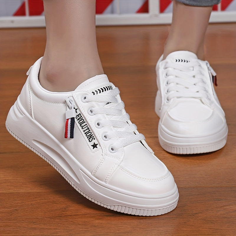 Women's Letter Graphic Skate Shoes Zip Lace Sporty Platform Sneakers