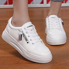 Women's Letter Graphic Skate Shoes Zip Lace Sporty Platform Sneakers