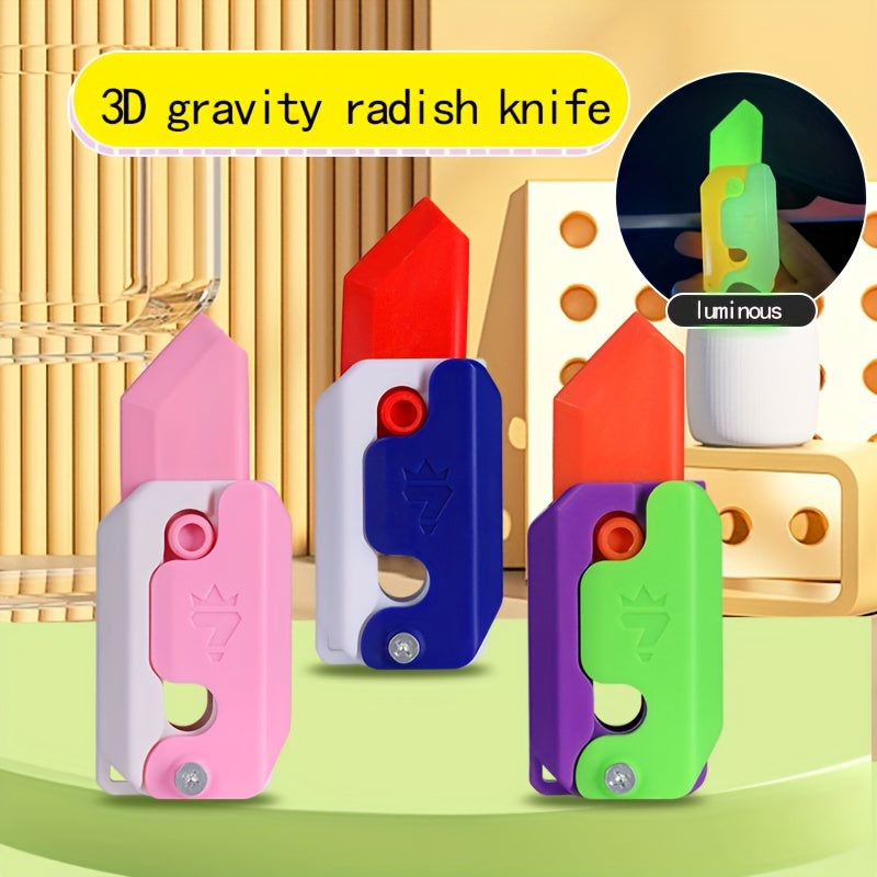 2pcs 3D Gravity Radish Stress Relief Toy Luminous Push And Pull Toys