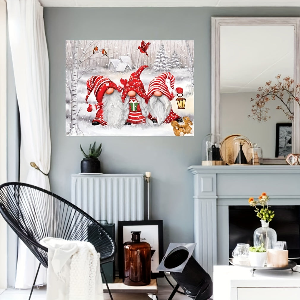 Christmas Red Gnome Canvas Painting Wall Art 30X40cm