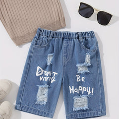 Boys Ripped Denim Shorts for Summer Outdoor