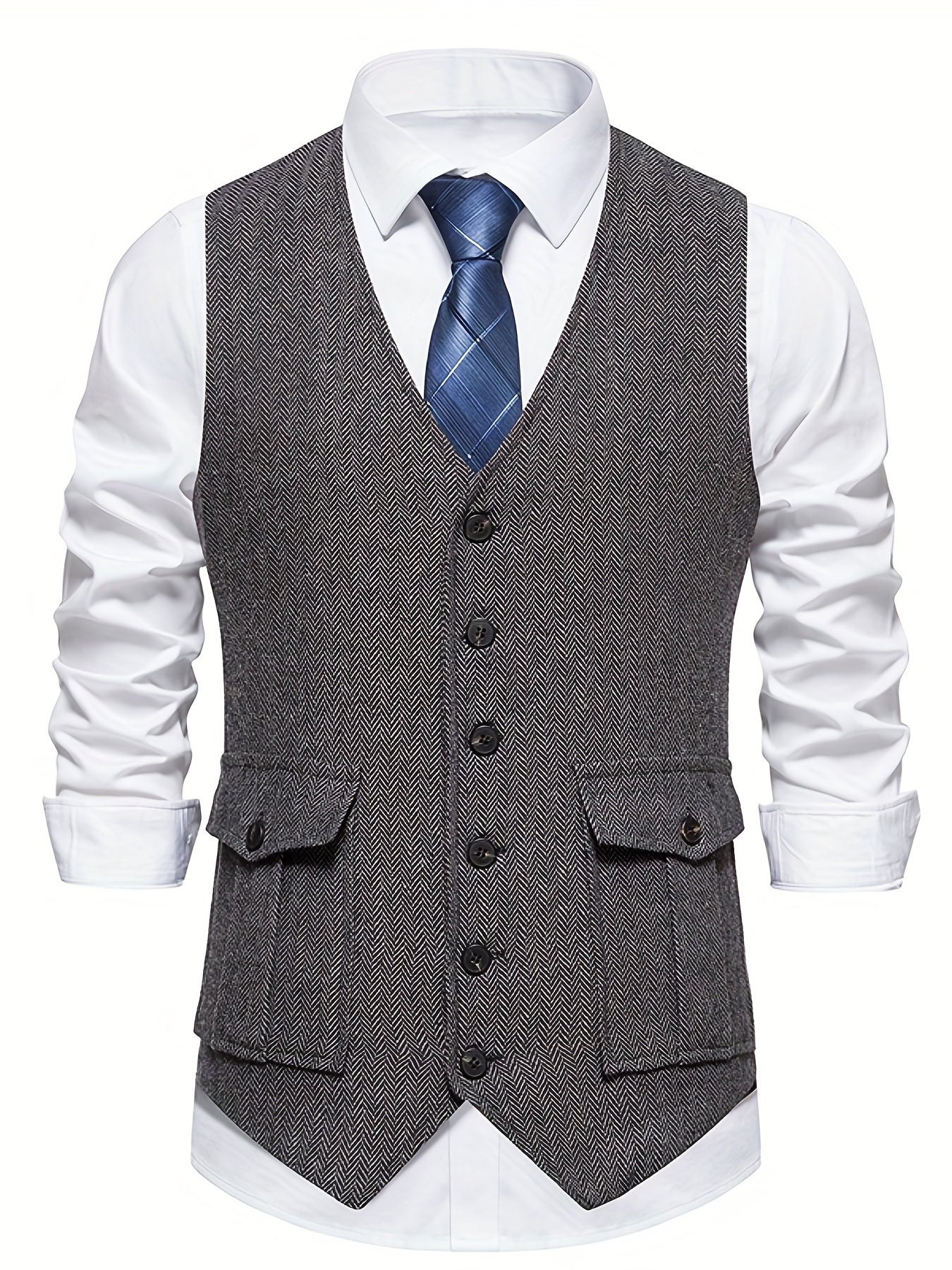 Classic Herringbone Suit Vest Men Wedding Party