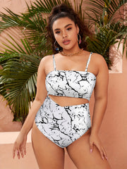 Tie Dye Pearl Strap Top & Tummy Control Swimsuit Set