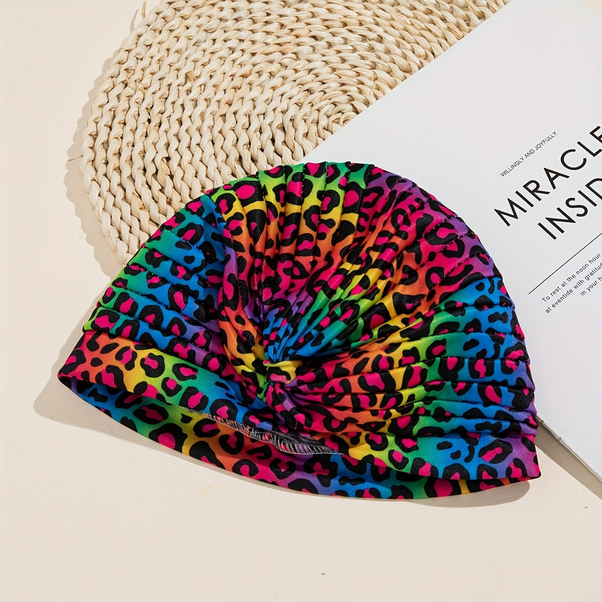 Colorful Leopard Print Turban Cap Head Wrap Women Headwear