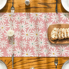 Pink Daisy Flowers Spring Table Runner 33x182 cm