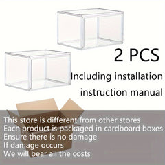 2pcs Dustproof Shoe Storage Box Plastic Foldable Stackable Shoe Cabinet Organize