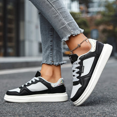 Thick Sole Lace-Up Skate Shoes Women's Sports Sneakers