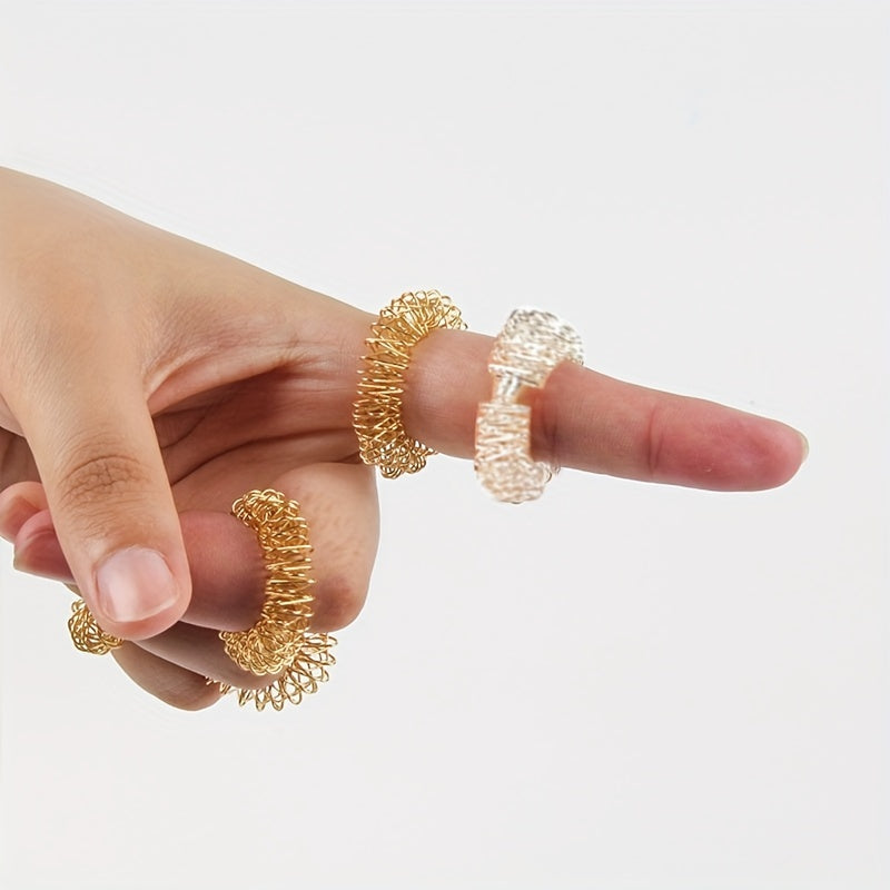 10pcs Mini Spring Finger Massage Ring Pressure Relief Relax Handwear