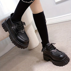 Women's Gothic Platform Loafers Bat Wings Chunky Shoes