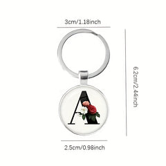 Letter Print Pendant Keychain Metal Alloy Key Chain Keyring Gift