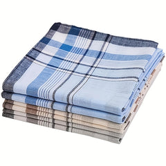6pcs Men's Handkerchief Set Classic Plaid Soft Absorbent Pocket Square Hankies