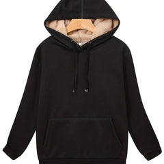 Basic Sports Hoodie Women's Plus Plain Long Sleeve