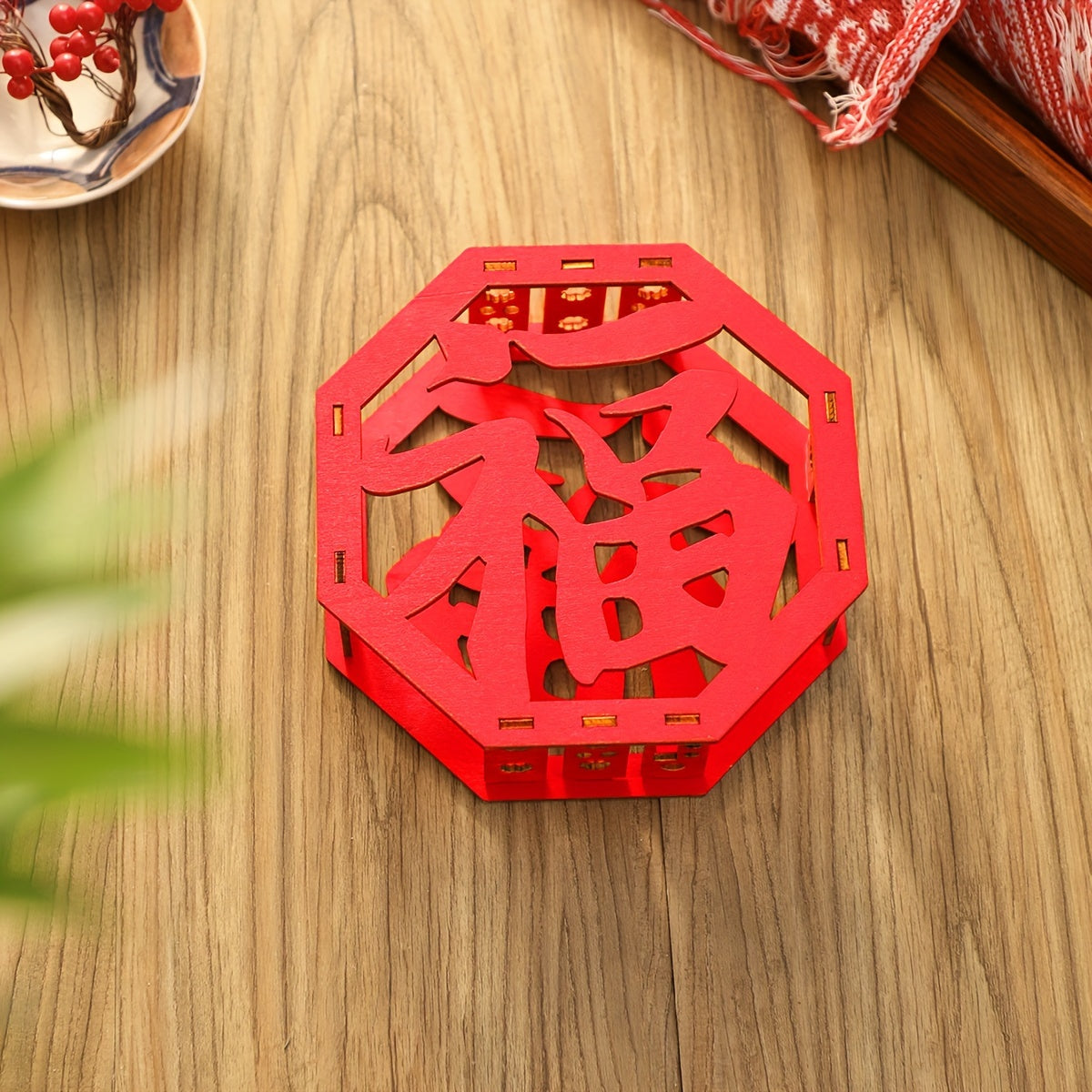 1pc Wooden Fu Character Ornament Year Decoration