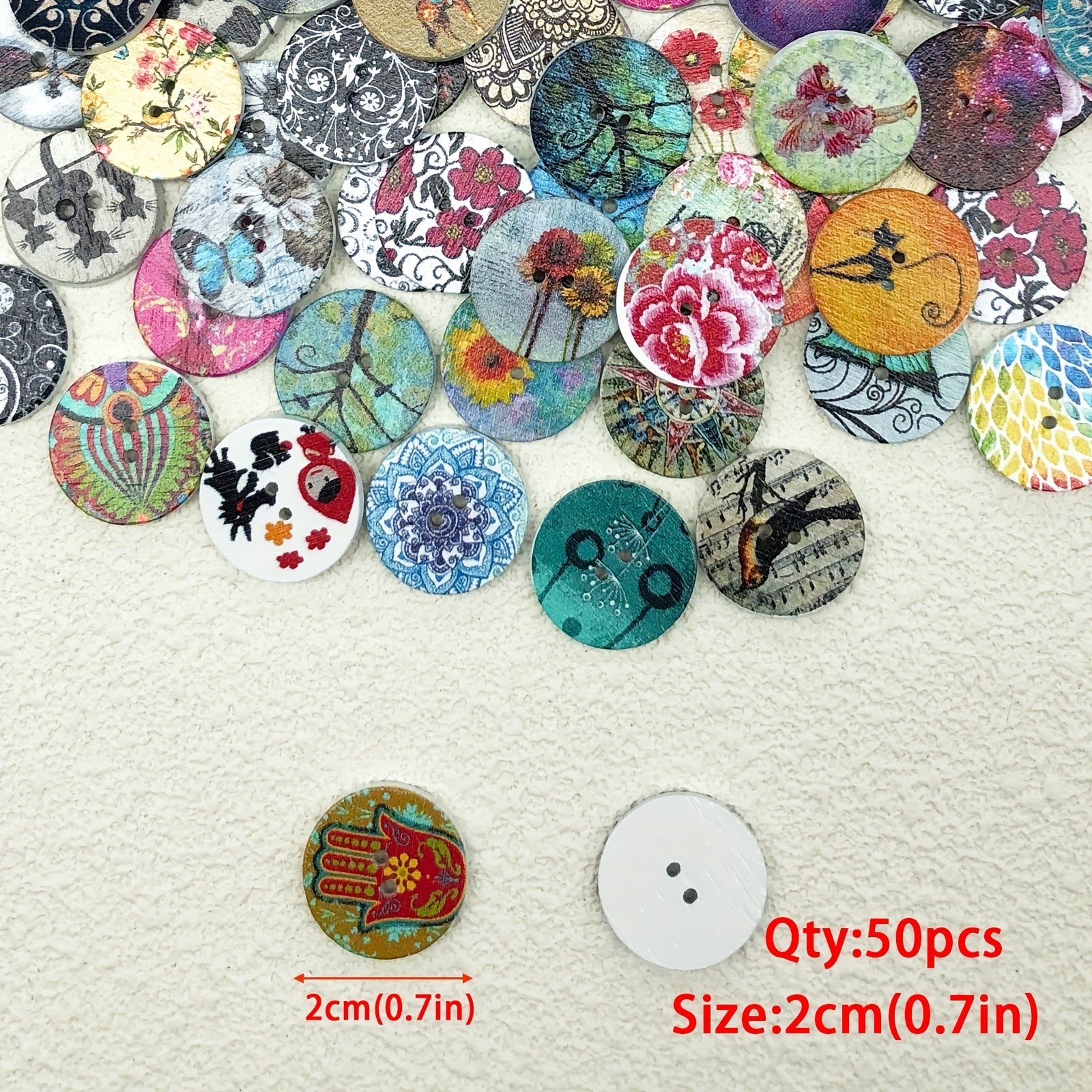 50pcs 1 Wood Craft Buttons Vintage Bulk Wooden Buttons for Sewing Supplies