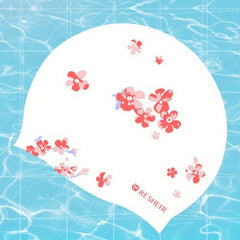 Adults Silicone Waterproof Swim Cap Flower Print for Women