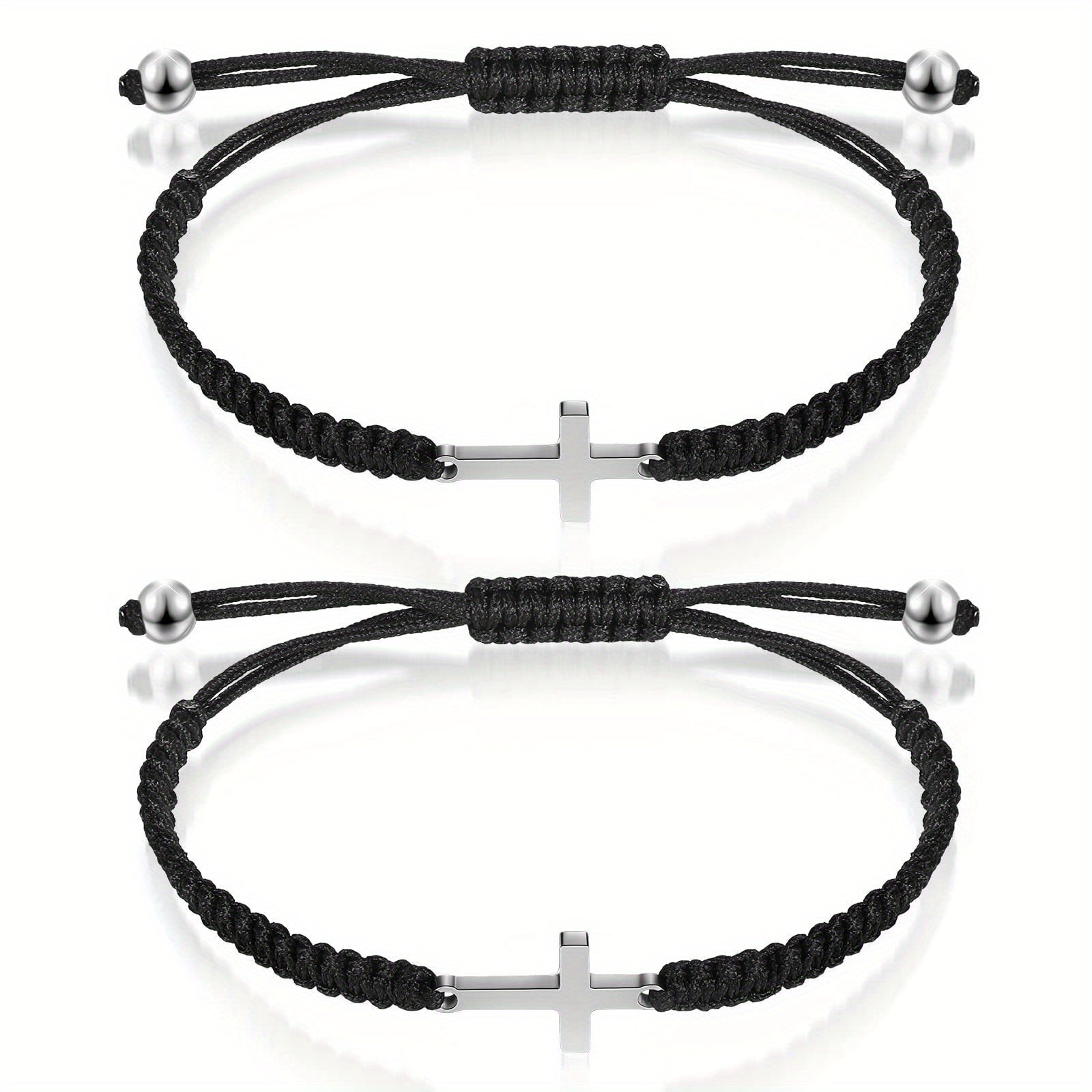 Stainless Steel Cross Bracelet And Woven Rope Couple Bracelets