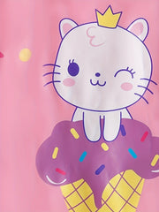 Cartoon Kitty Print Raincoat Rain Ponchos For Boys & Girls