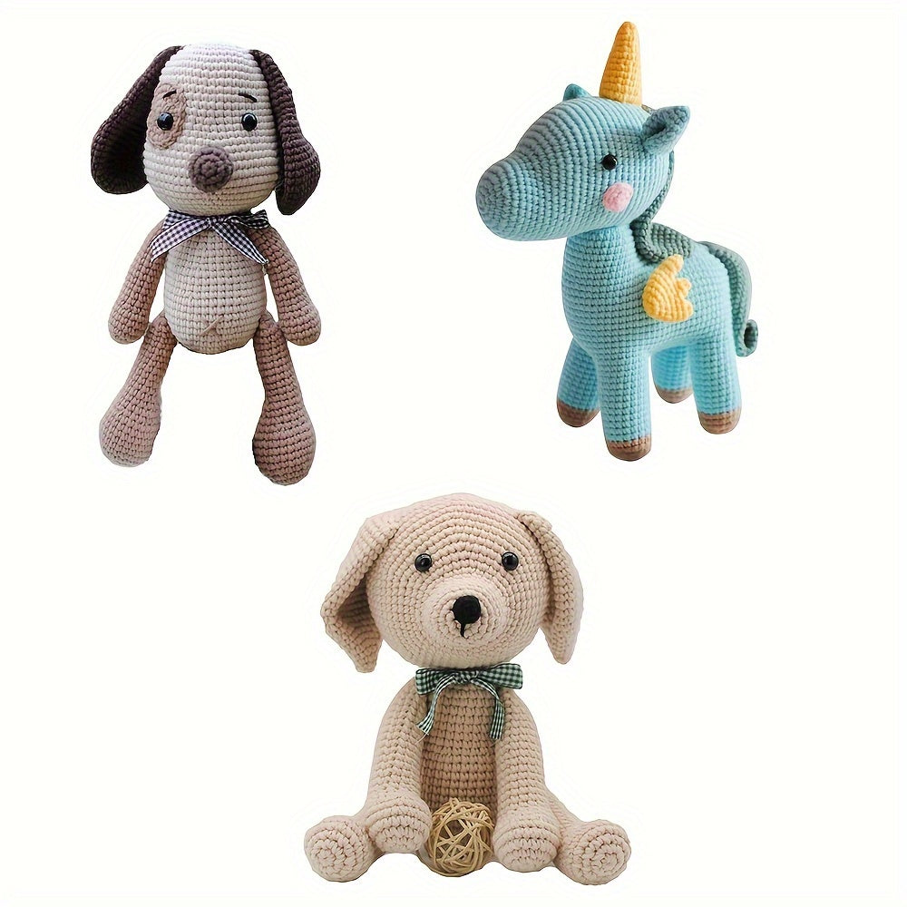 Unfinished Dog Crochet Kit Needlework Puppy DIY Knitting Amigurumi Crafts