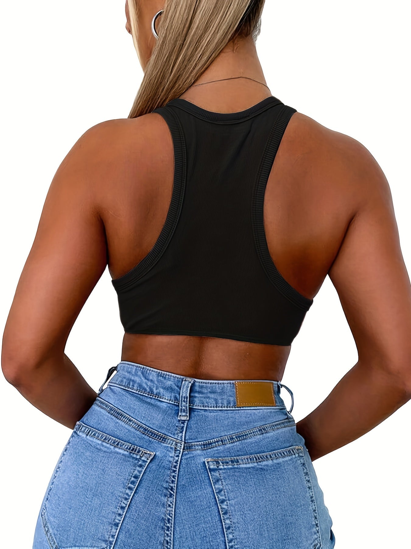Ribbed Crop Tank Top Racerback Sleeveless Summer Top