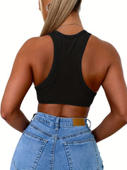 Ribbed Crop Tank Top Racerback Sleeveless Summer Top