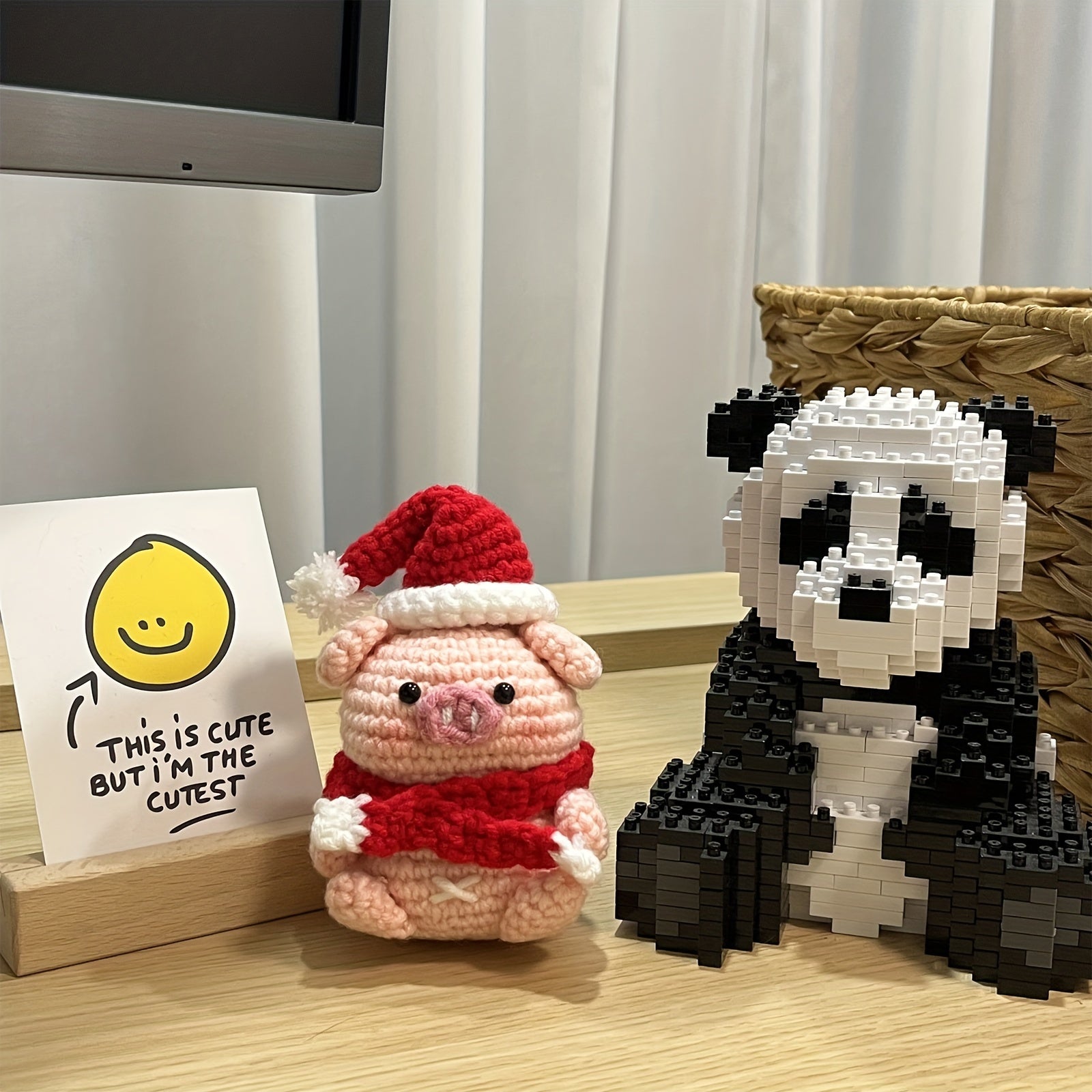 Christmas Piggy Crochet Kit with Videos & Supplies - Beginner Friendly