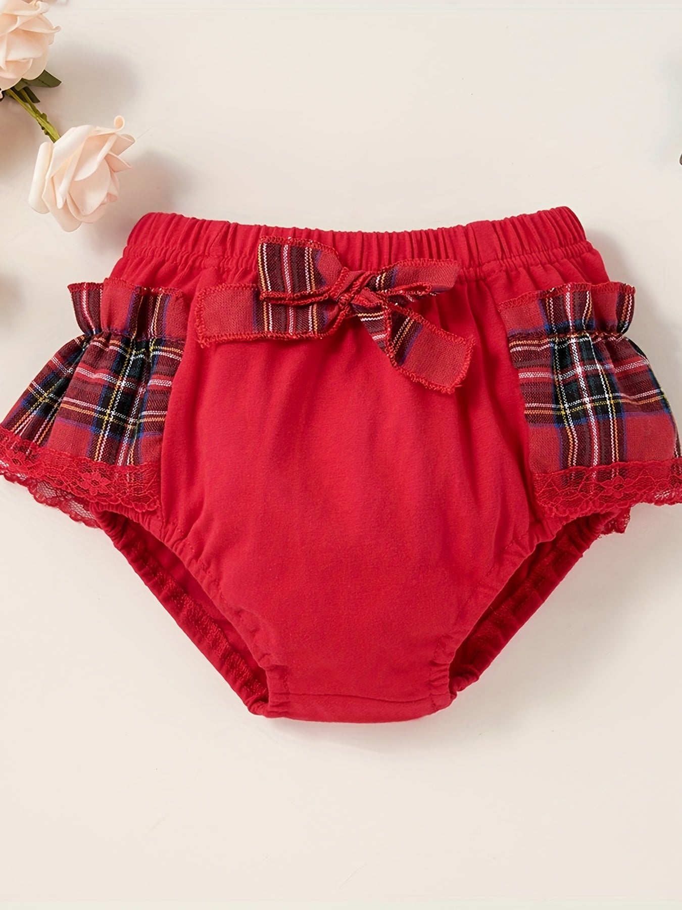 Baby Girl's Bow Plaid Training Pants