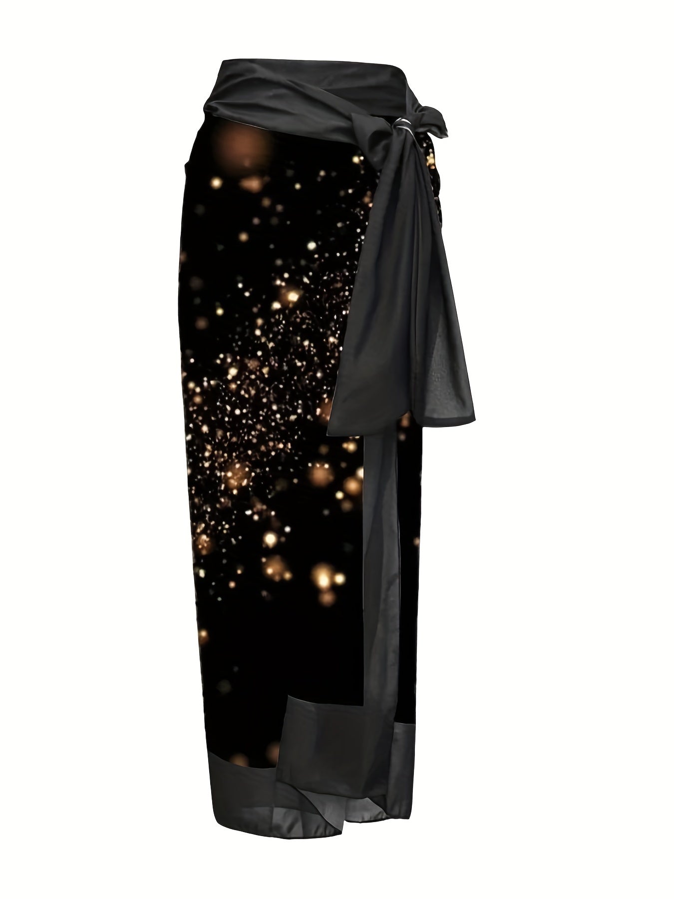 Glitter Star Print One Piece Bathing Suit & Sarong Cover Up Set