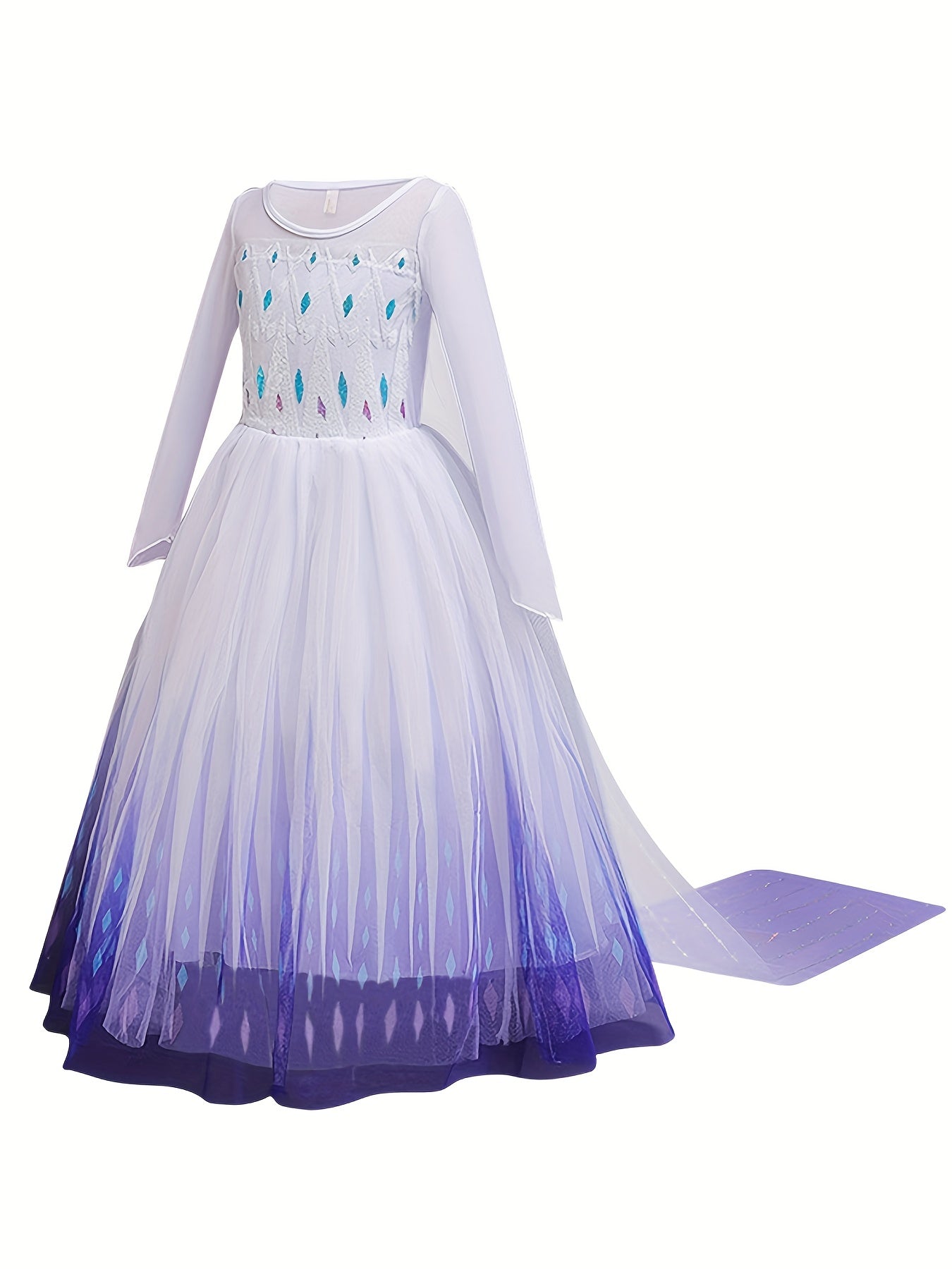 Anime Movie Character Cosplay Girl's Mesh Sequin Dress Long Sleeve
