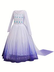 Anime Movie Character Cosplay Girl's Mesh Sequin Dress Long Sleeve