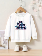 OERYUI Anime Kitty Sweatshirt Casual Kids Pullover