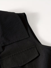 Casual Button Front Jumpsuit Drawstring Waist