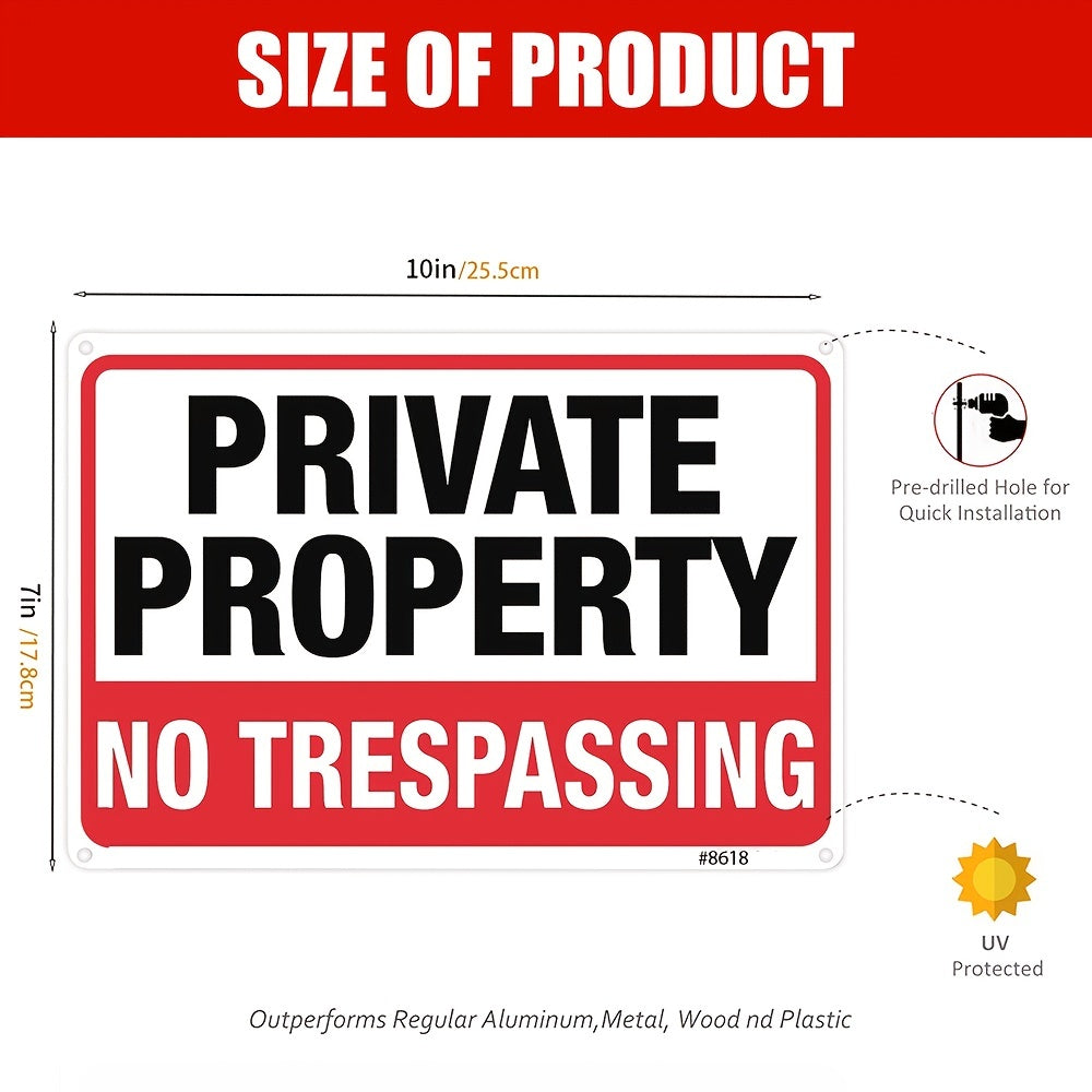 2pcs Private No Trespassing Sign Metal Rust Aluminum 10x7 Inch