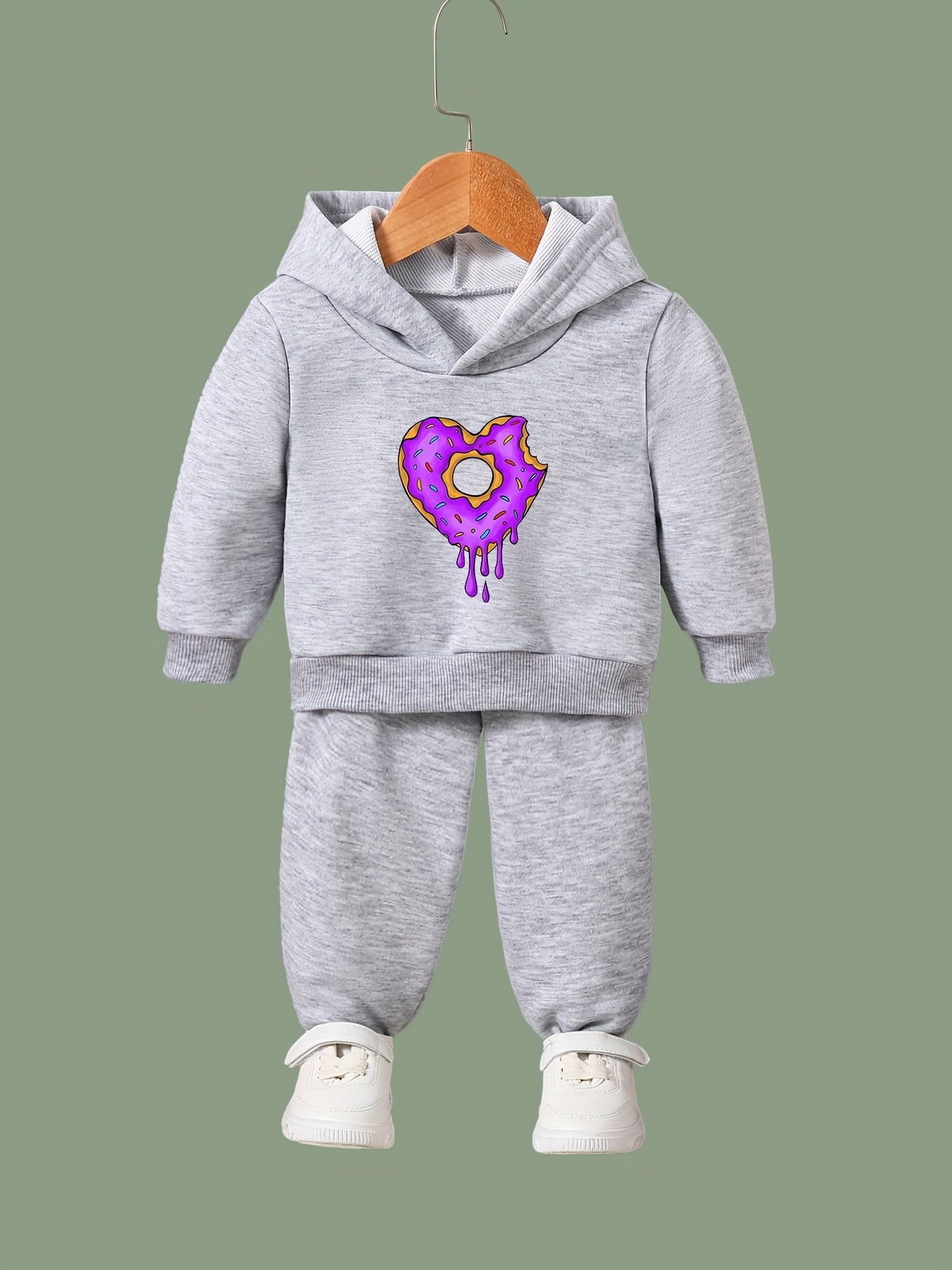 Donut Heart Pattern 2pcs Activewear Sets Girls Sports Outfits