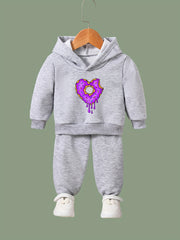 Donut Heart Pattern 2pcs Activewear Sets Girls Sports Outfits